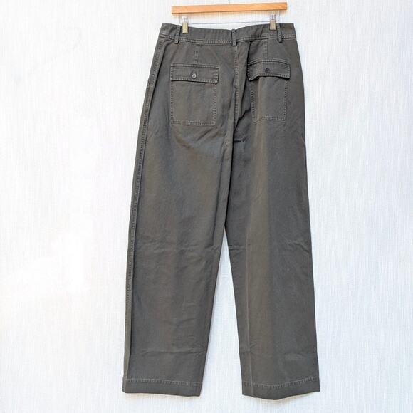 Apiece Apart Mirabelle Deep Olive High-rise Wide Leg Trouser Pants, size 12 - Picture 2 of 9